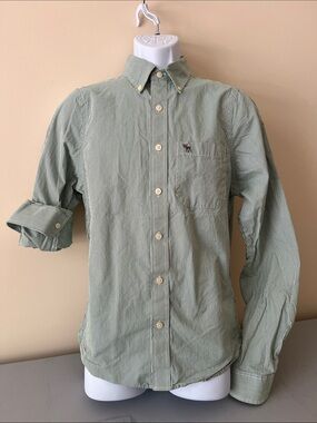Abercrombie & Fitch Green vertical Pinstripe Button-Down Shirt
